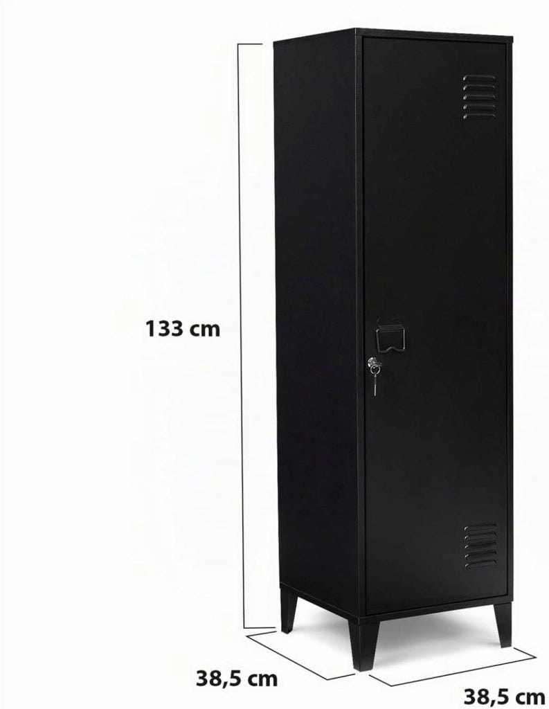 Armadietto ESTER con porta in metallo nero, design industriale
