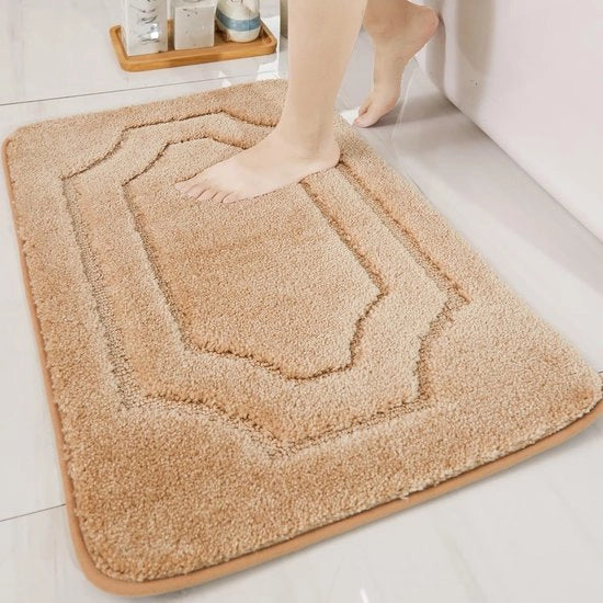 Tappeto da bagno antiscivolo, morbido, extra lungo, compattato, assorbente, lavabile in macchina, tappeto da bagno per doccia, bagno e toilette (beige, 50 x 80 cm)