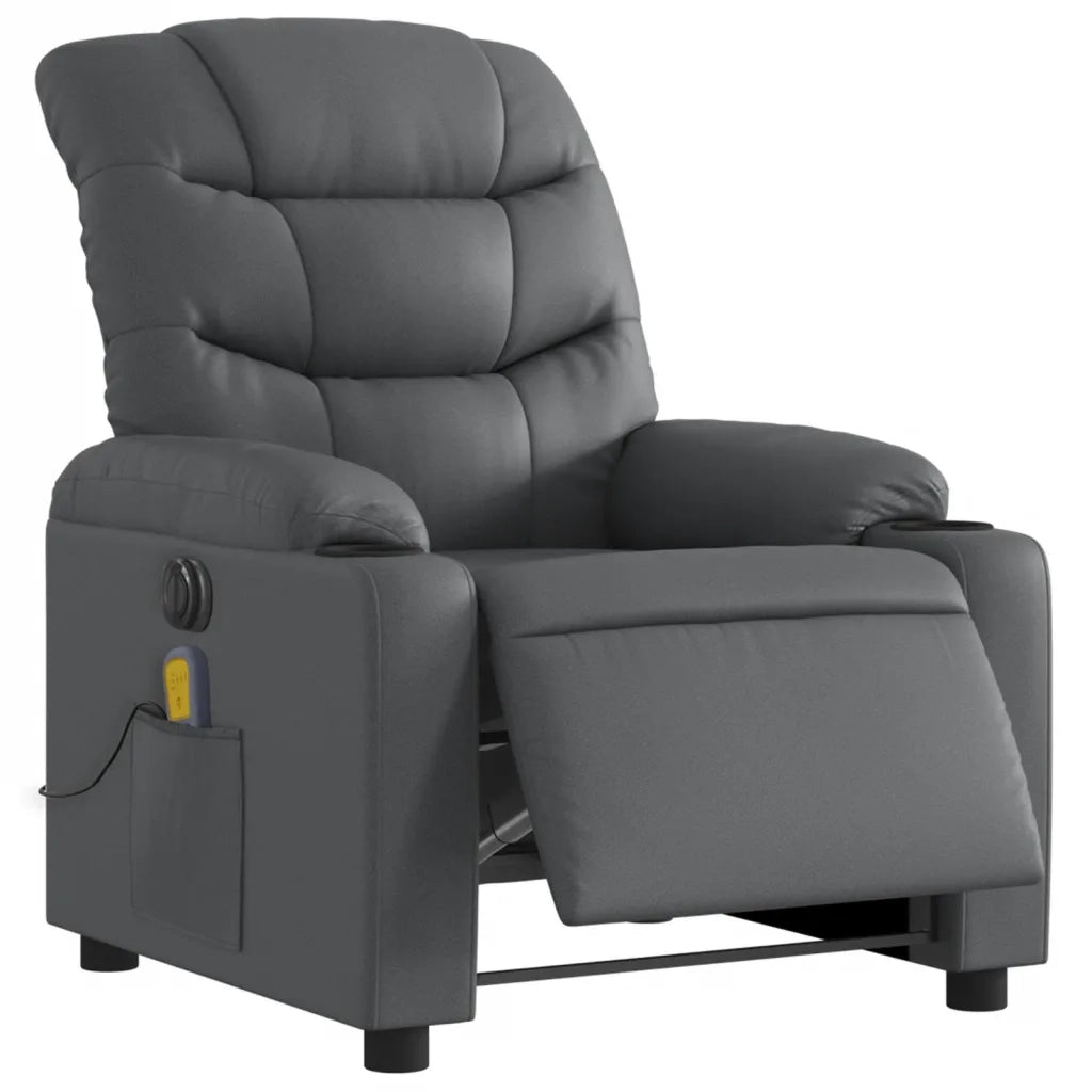 Divano Sedia-Poltrona Massaggiante Elettrica Reclinabile Grigio Similpelle 888989