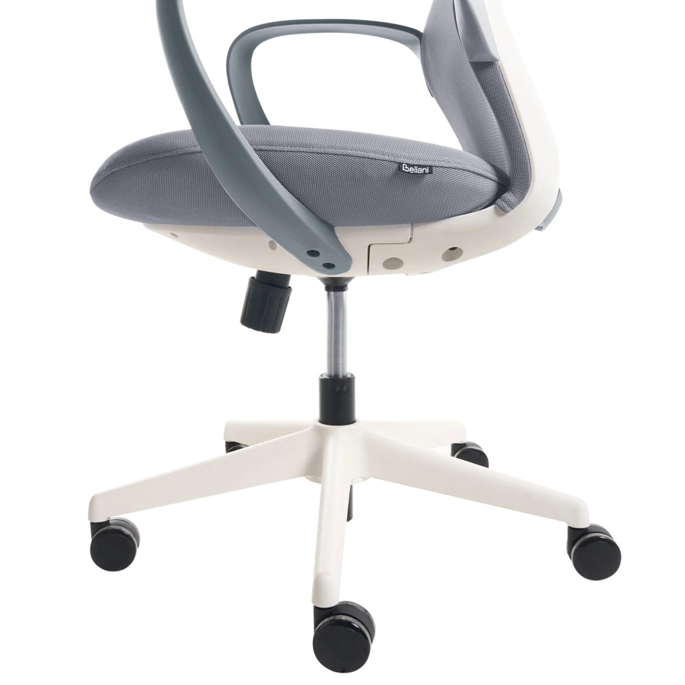 Sedia da ufficio in rete grigio Base girevole Braccioli Schienale reclinabile Altezza regolabile Seduta in schiuma modellata PU Ufficio domestico Open space