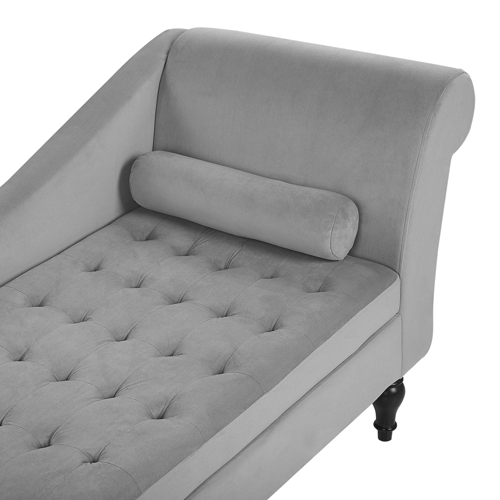 Chaise longue Grigio Chiaro Rivestimento In Velluto Gambe Nere Design Moderno