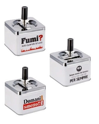 1 Pezzo Posacenere Push Girevole in Metallo 9 x 9 x 12,5 cm 3 Decori