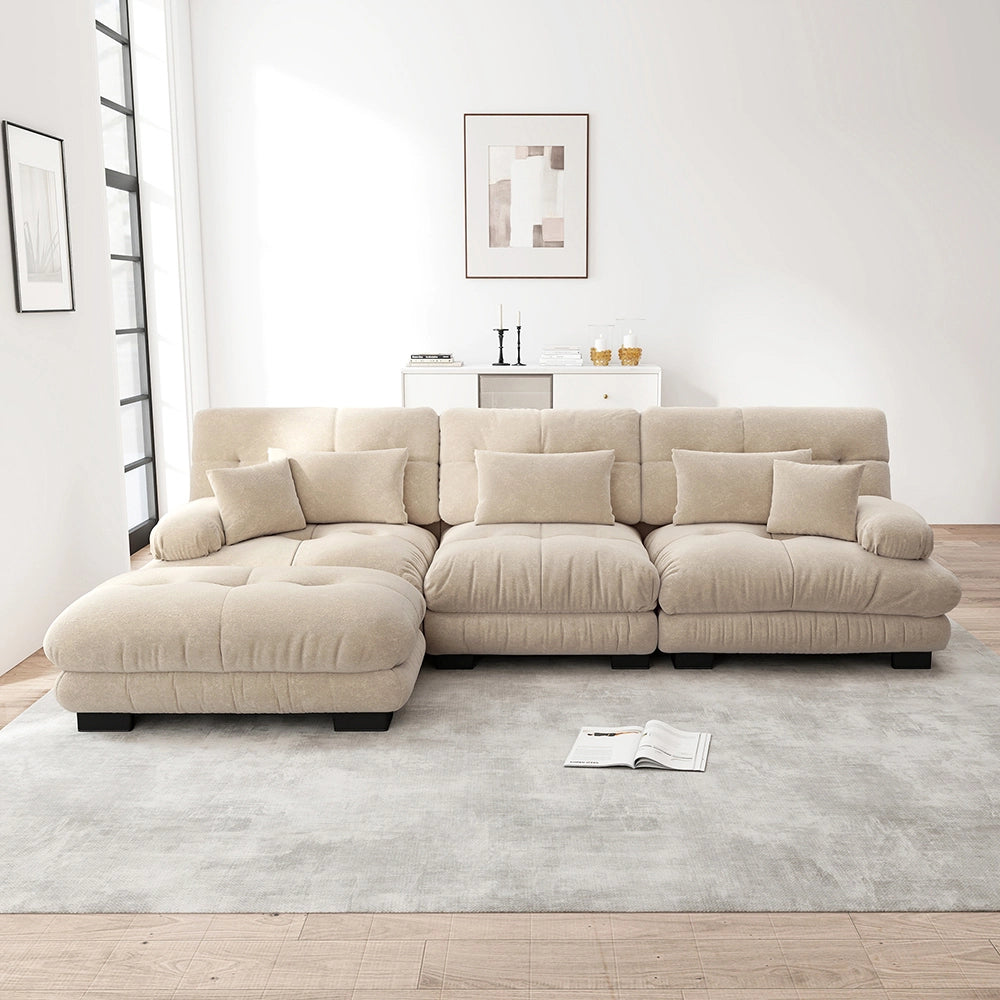 Divano angolare modulare di lusso - Xylo - Forma L extra large, trasformabile con pouf, velluto costato marrone