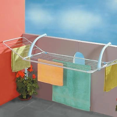 Gimi BREZZA 200 Stendibiancheria da Balcone Acciaio e Resina 18 mt di Stenditura 178x55x28 cm colore Blu Bianco