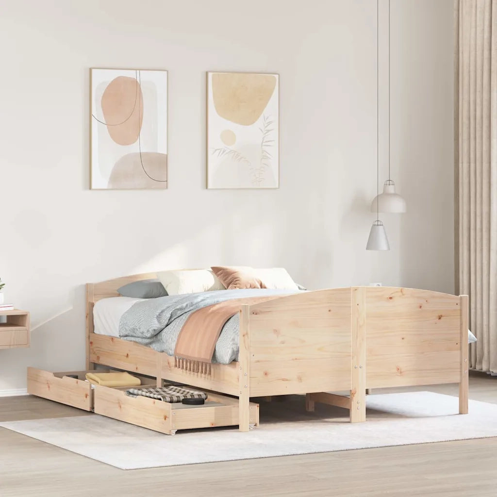 Letto senza Materasso 135x190 cm in Legno Massello di Pino 3301797