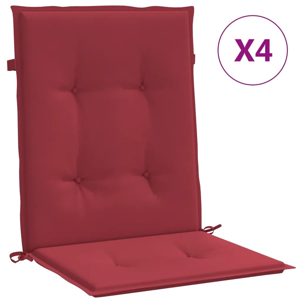 Cuscini per Sedia 4 pz Rosso Vino 100x50x7 cm in Tessuto 314141