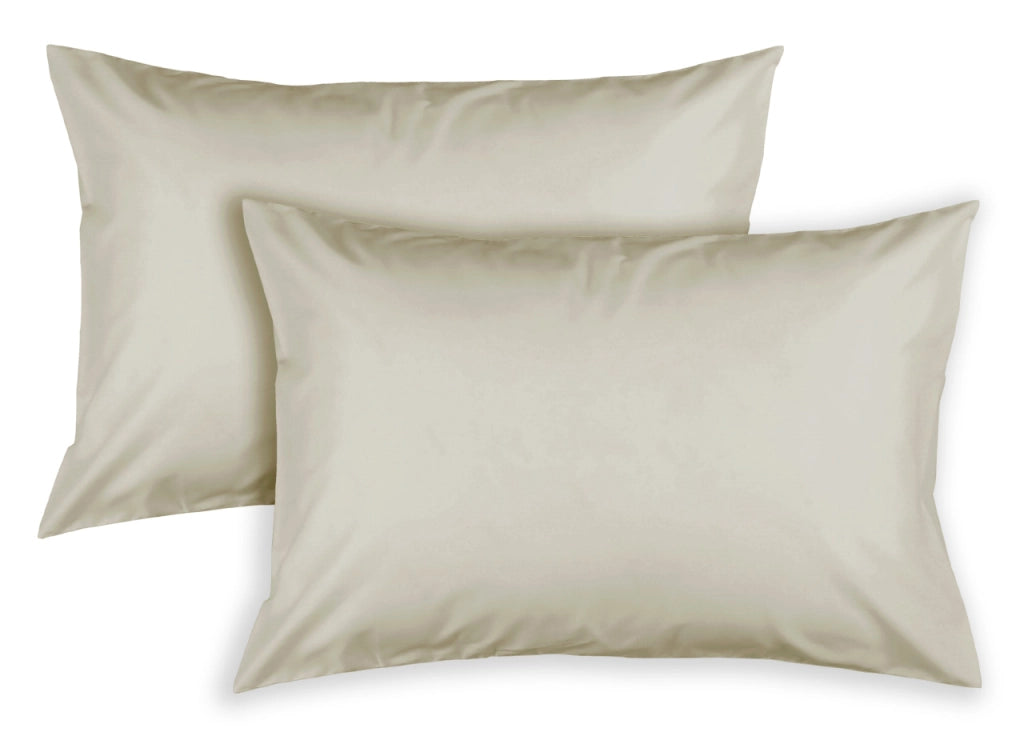 Completo Lenzuola In 100% Cotone Percalle Made In Italy Tinta Unita - Singolo - Beige
