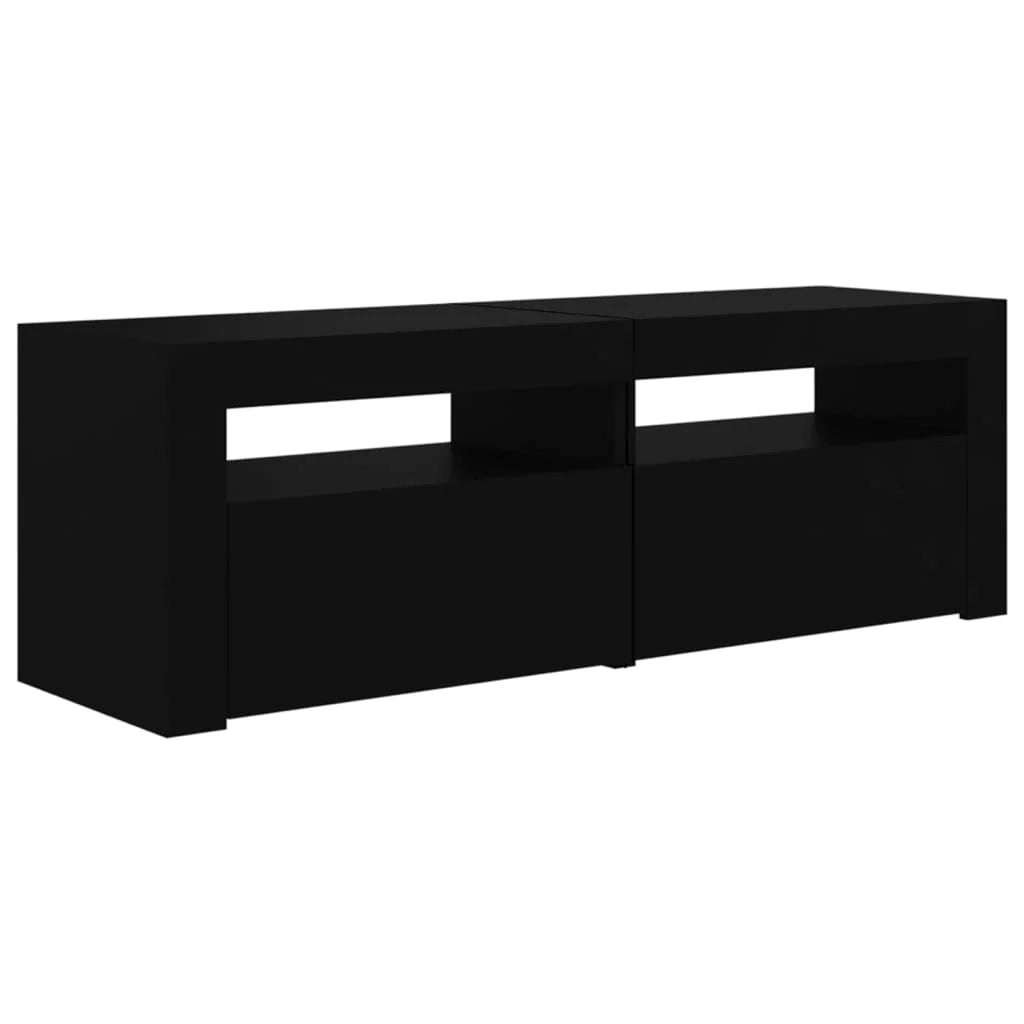 Mobile TV multimediale scaffale per televisione televisore buffet sala da pranzo soggiorno camera da letto con luci a LED 120 x 35 x 40 cm nero 02_0026524