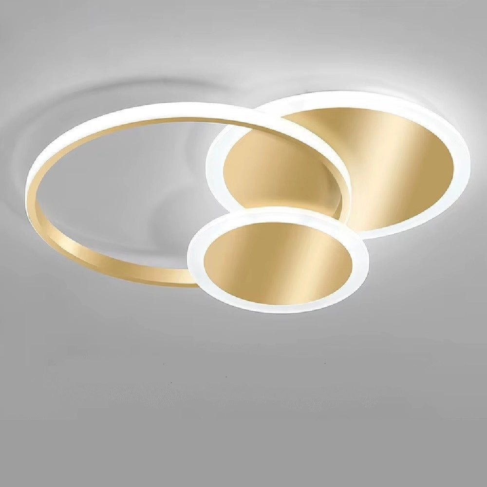 Trade Shop - Plafoniera Luce Fredda Led Cerchi 38 W Lampadario Da Soffitto Oro Moderno 50040 -