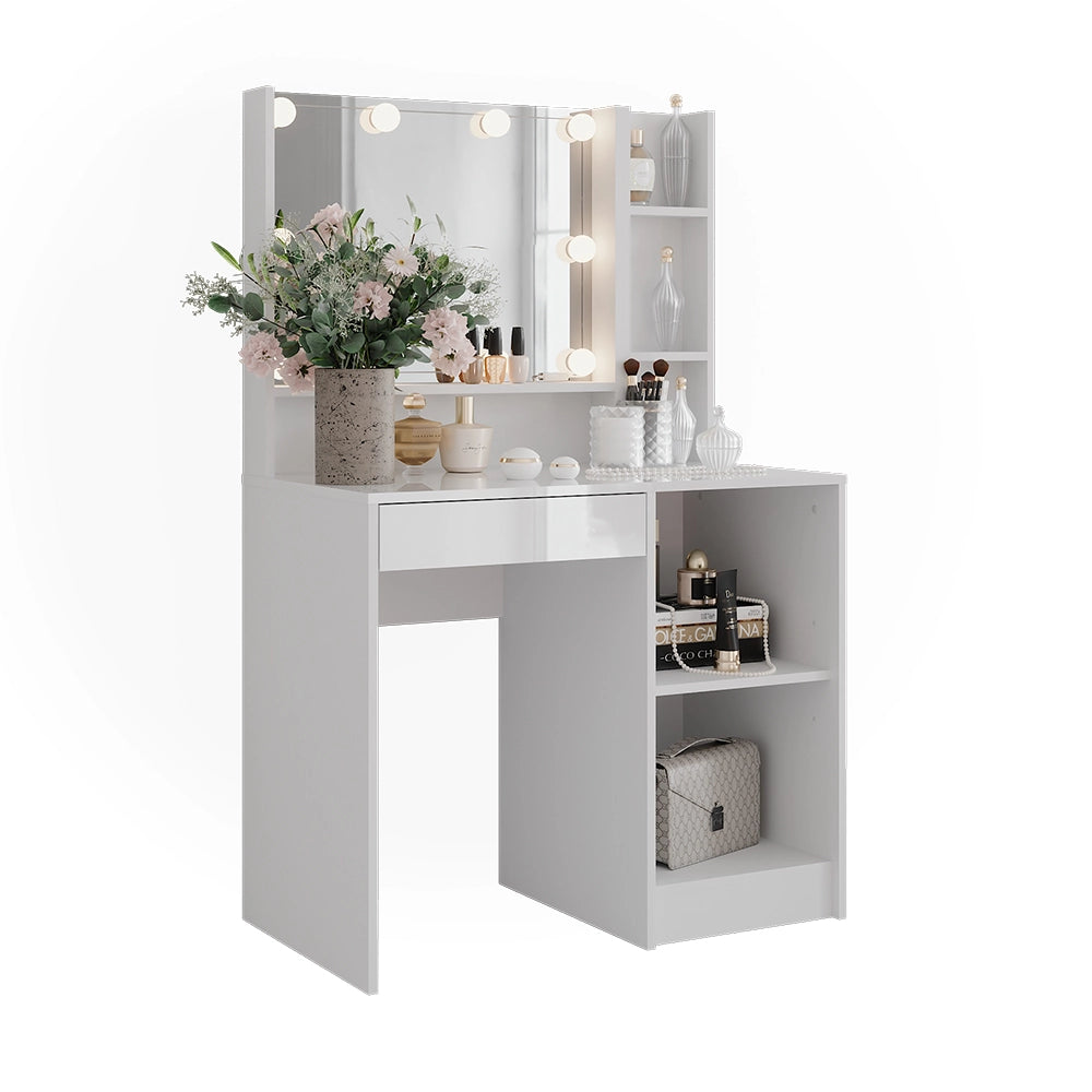 Vicco Tavolo da toeletta Bianco/bianco lucido 89.8 cm 4 parti