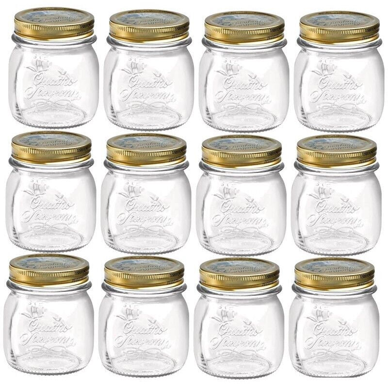 12 BARATTOLI 150CC QUATTRO STAGIONI BORMIOLI VASO PER CONSERVE CON 12 TAPPI INCLUSI