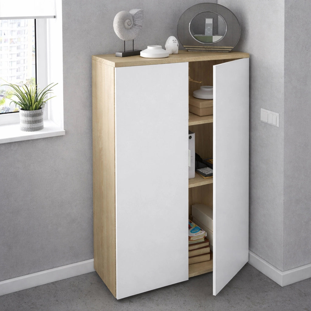 Dionisio, Armadio Multiuso 2 Ante 2 Ripiani, 80x119h cm Marrone Rovere