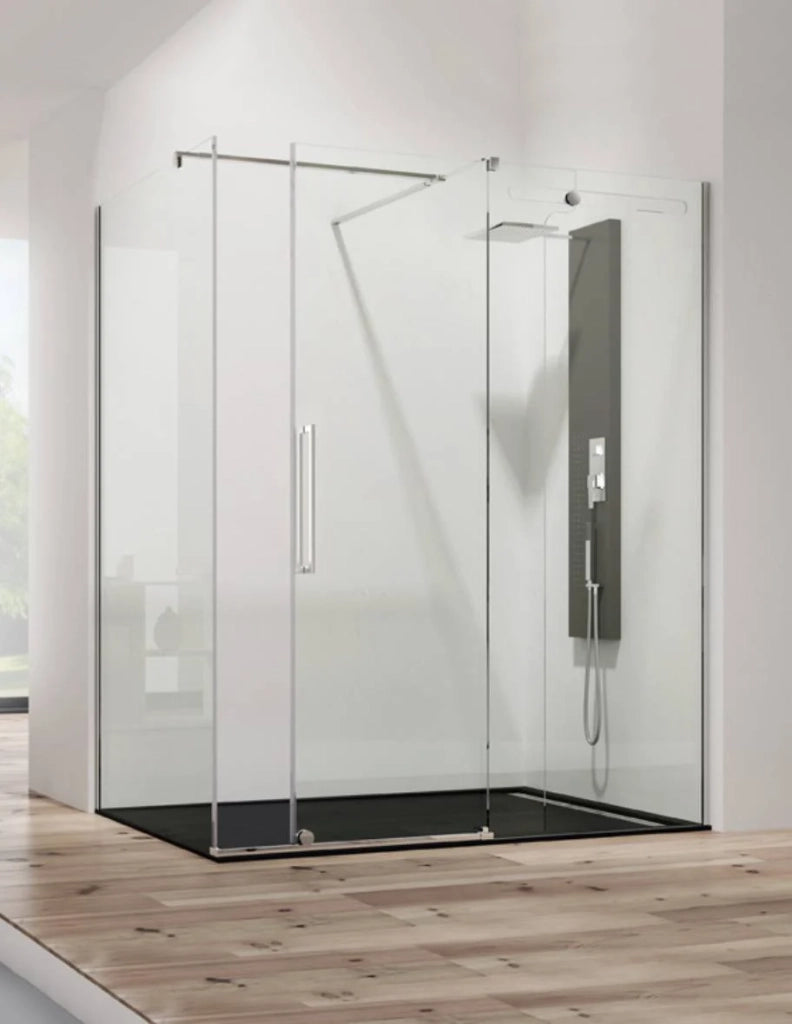 Porta doccia scorrevole 1+1 in acciaio ELLEGNACE (VETRUM) 180 cm