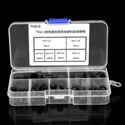 Set di viti nylon a 5 facce - M3/M4/M5/M6/M8/M10 - 70 pezzi - Nero - Materiale di alta qualità - Previene la perdita - Viti a 5 facce