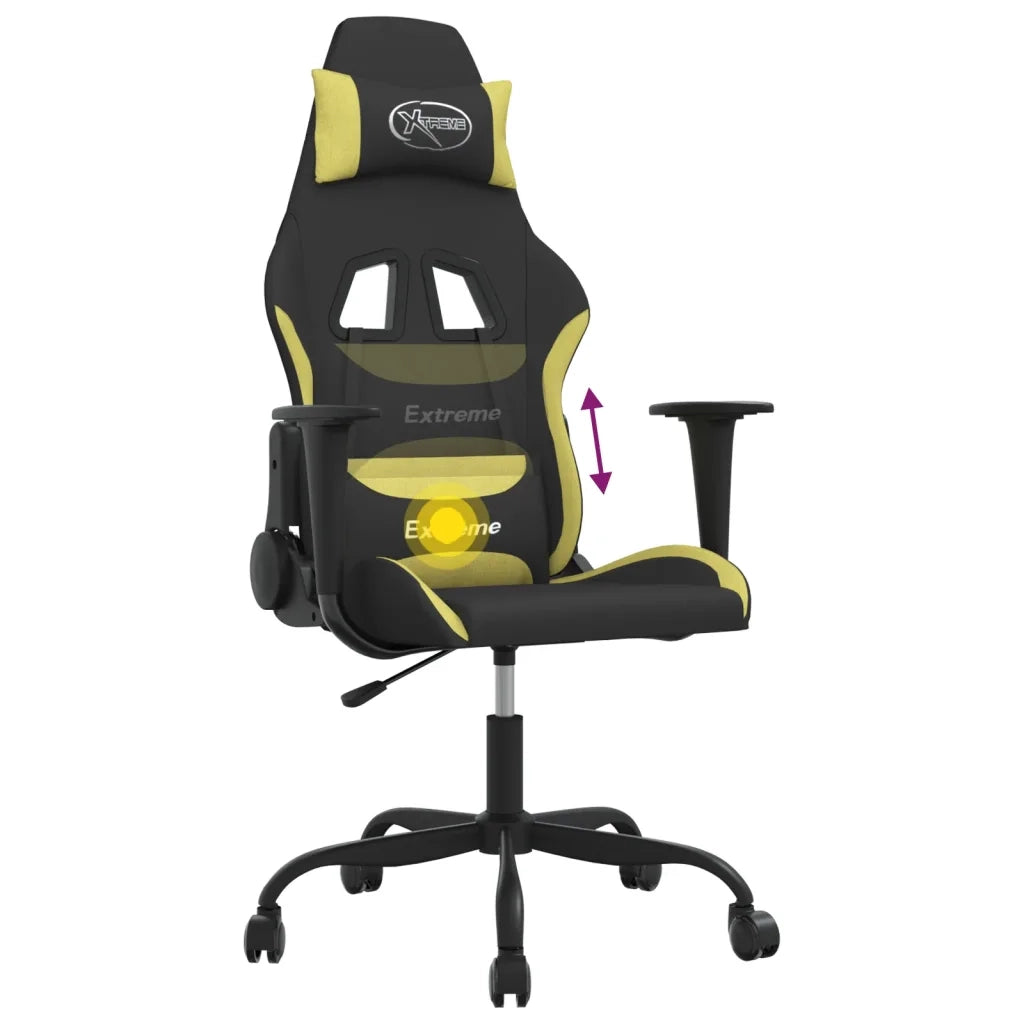 Sedia da Gaming | Sedia da e-sports Nero e Verde Chiaro in Tessuto