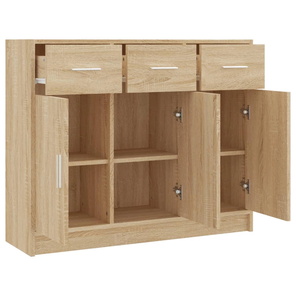 Buffet credenza cassettiera armadio mobile contenitore organizer cucina soggiorno rovere Sonoma 91 x 28 x 75 cm legno ingegnerizzato marrone 02_0031737