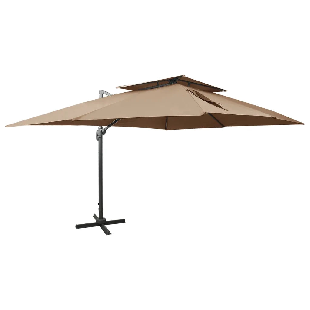 Ombrellone da giardino a braccio regolabile e inclinabile 400 x 300 x 274 cm design moderno poliestere color tortora 02_0046503