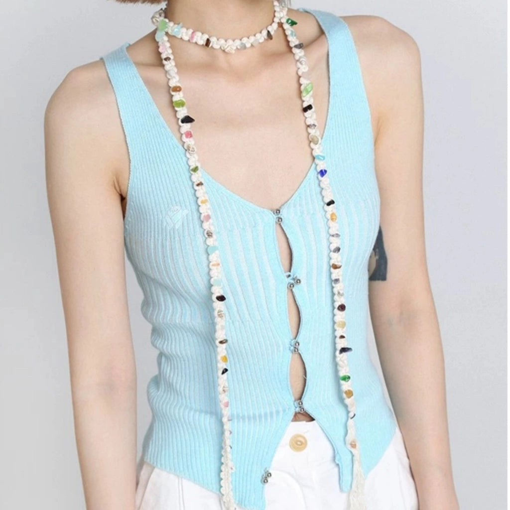 Nuova collana lunga colorata con catena da vita