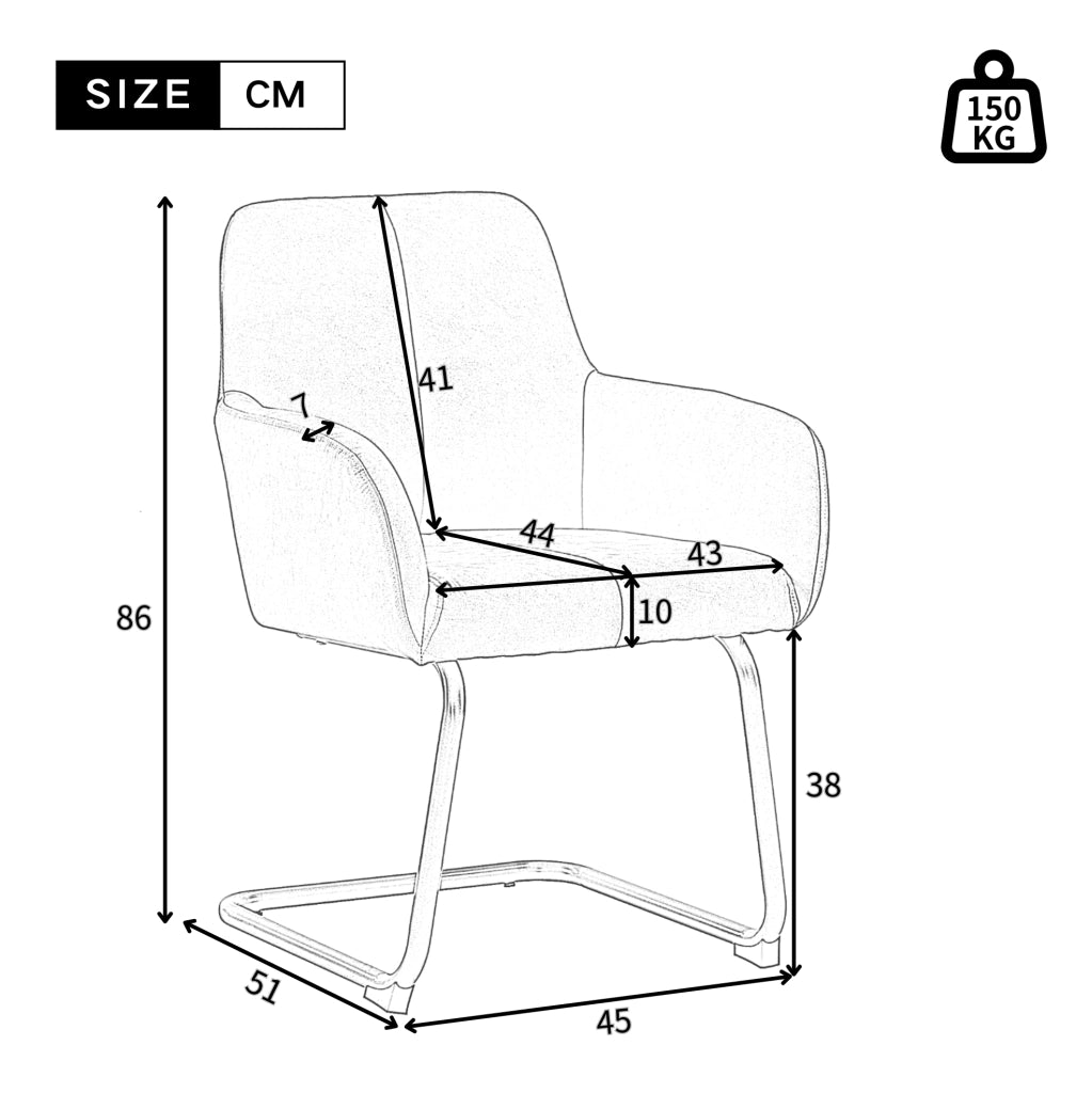 Set di 2 sedie da pranzo con braccioli integrati ergonomiche in pelle grigio