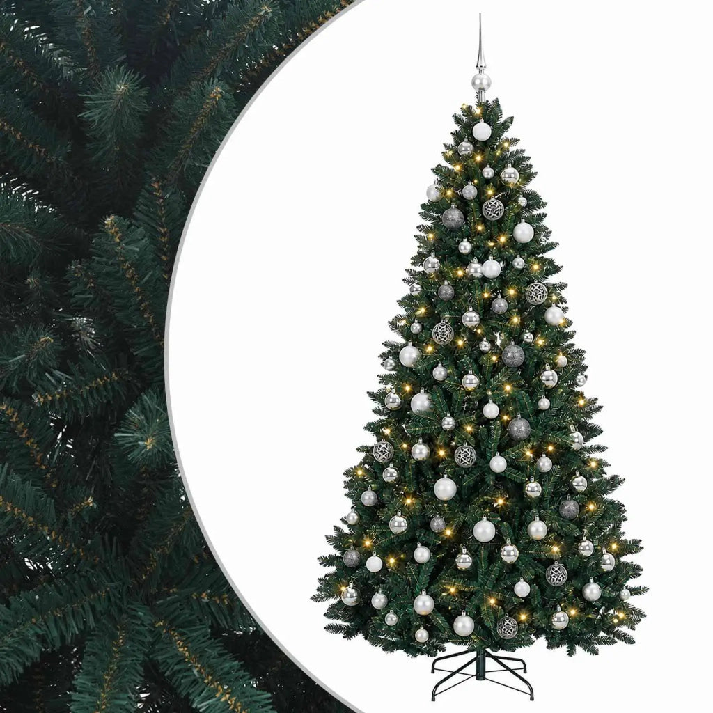 Albero di Natale artificiale verde scuro con palline 180 cm 3467278