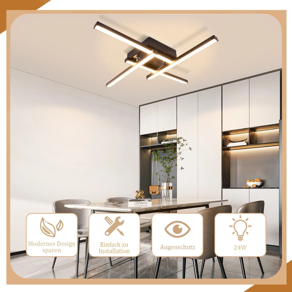 ZMH Lampada da soffitto LED soggiorno nero 24W moderna 3000k Lampada da soffitto cucina sala da pranzo