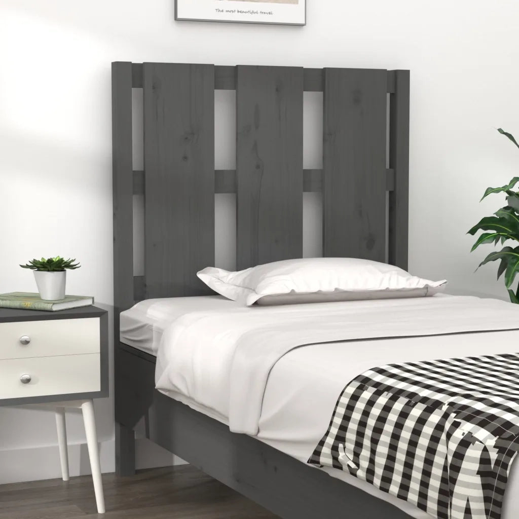 Testiera | Testata Letto Grigia 80,5x4x100 cm in Legno Massello di Pino