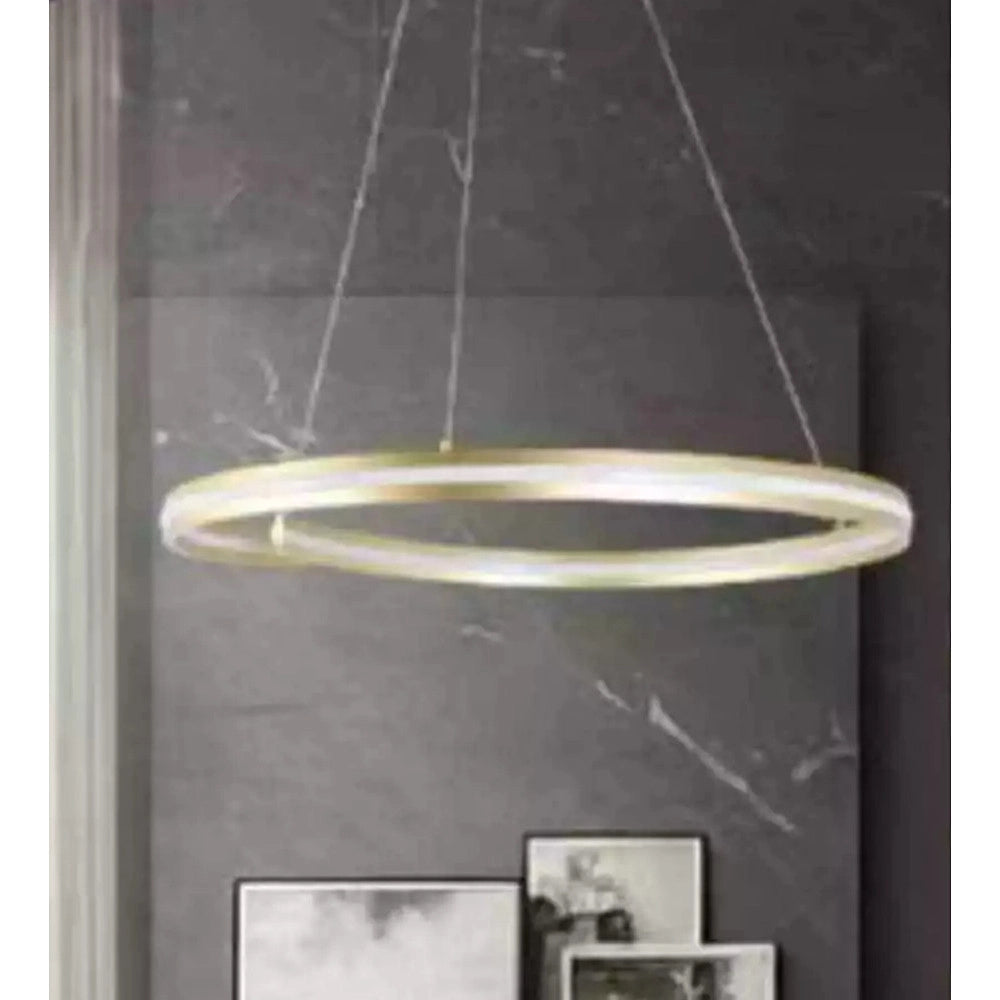 Trade Shop - Lampadario Led Moderno A Semicerchio 100w A Sospensione Luce 6500k 70cm Oro 33443 -