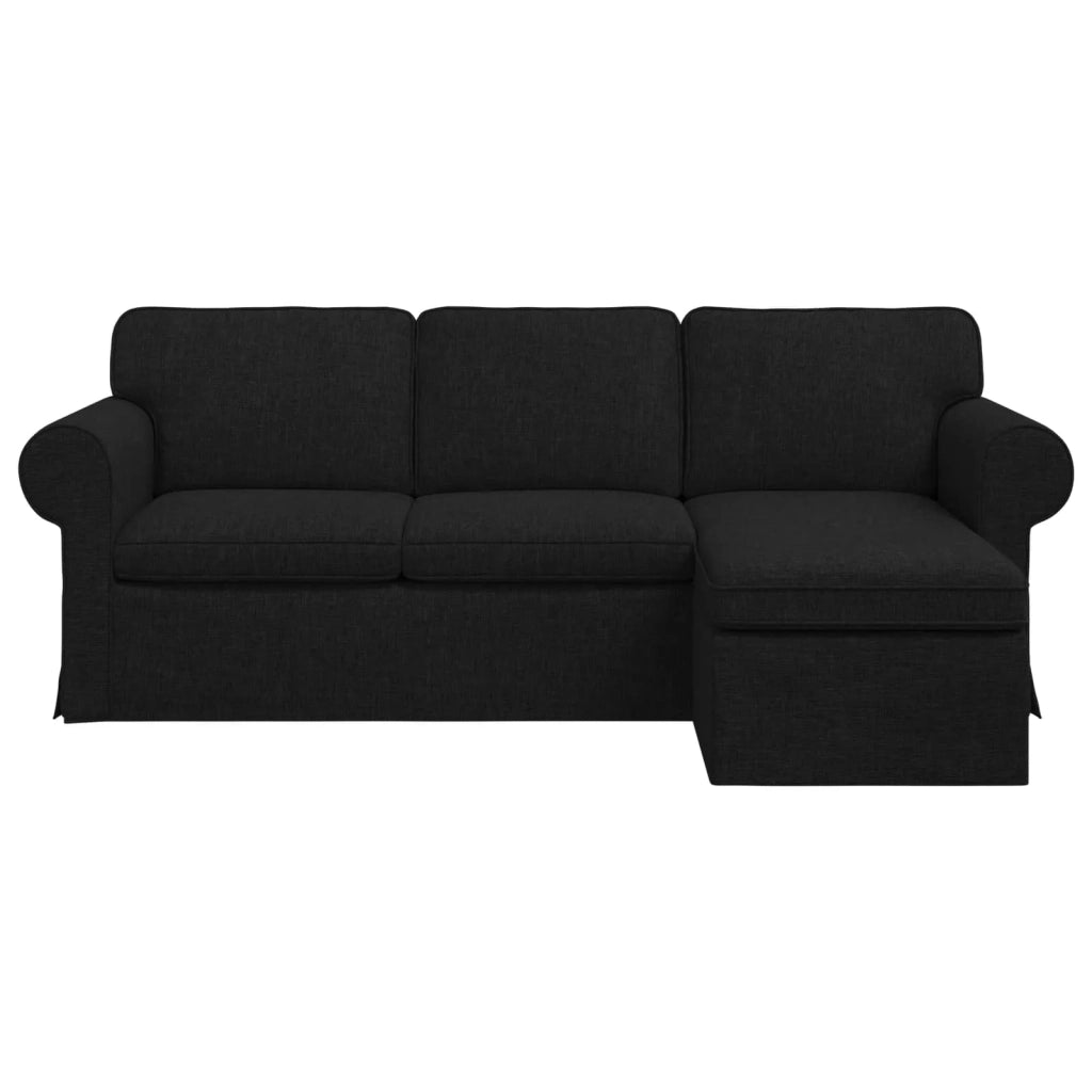 Divano Nero 215 x 138 x 80 cm Tessuto