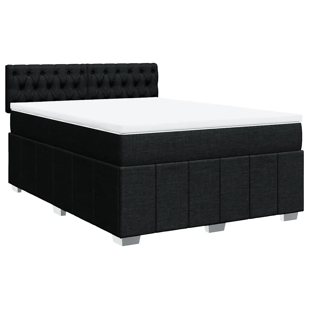 Giroletto a Molle con Materasso Nero 140x200 cm in Tessuto