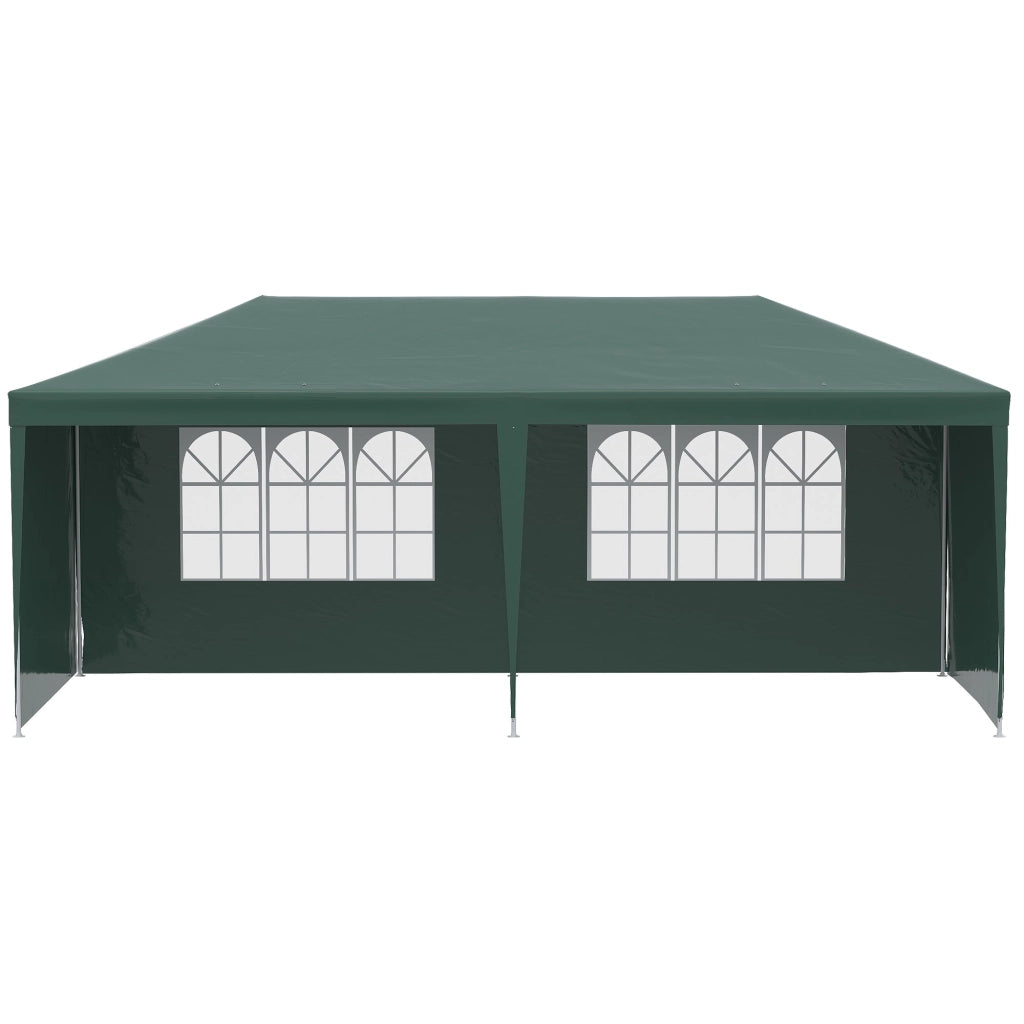 Gazebo da Giardino 585x295x255 cm con Pareti Rimovibili e Finestre Trasparenti Verde