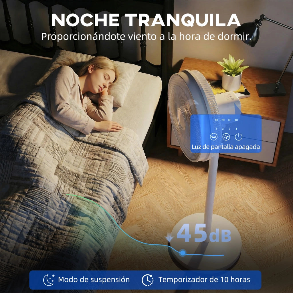Ventilatore a Pedestallo con Telecomando ¨C zephmum ¨C Altezza Regolabile, 4 Velocit¨¤, Oscillazione 80¡ã, Timer 10H, LED, Bianco