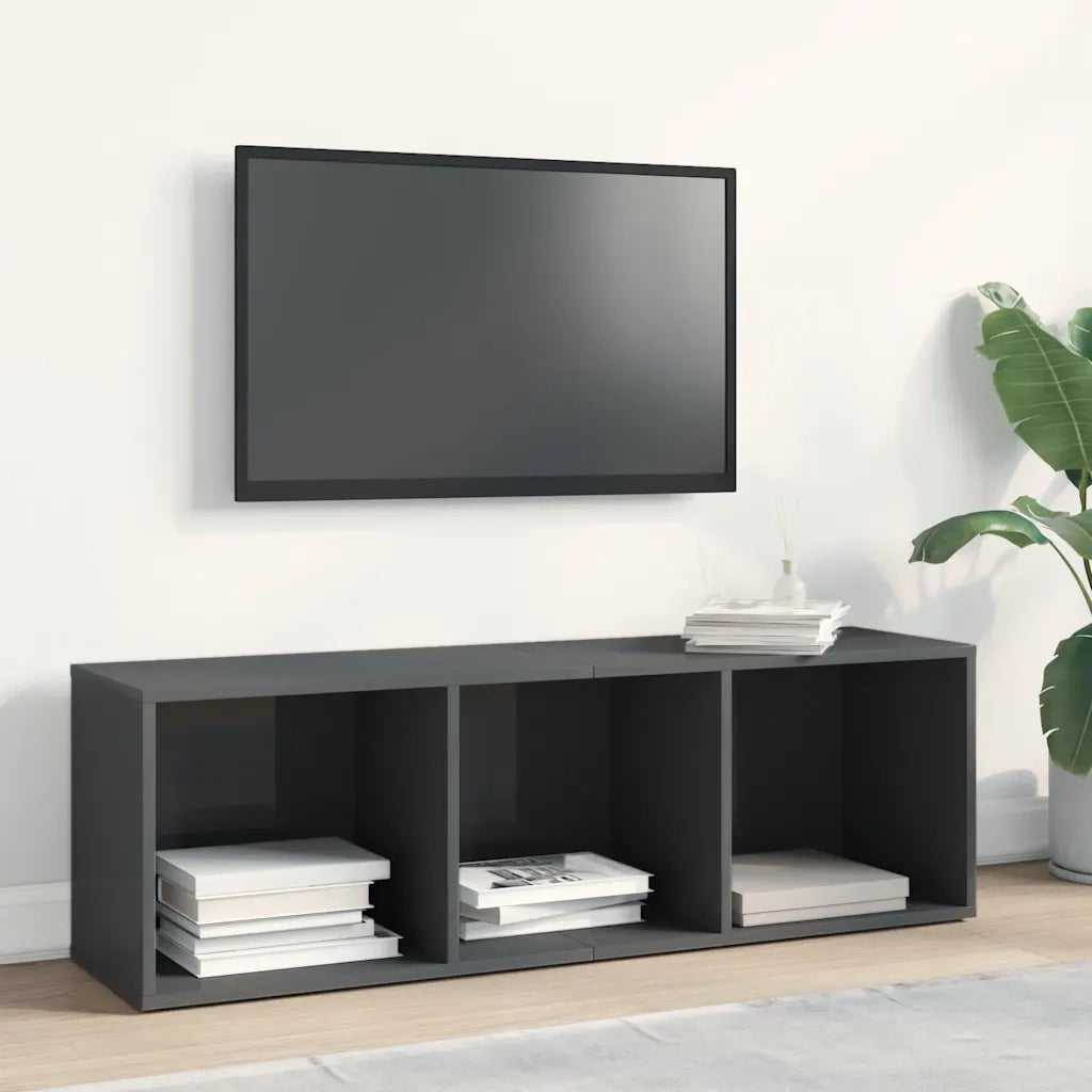 Libreria/Mobile TV Grigio Lucido 36x30x114 cm Legno Multistrato 800143