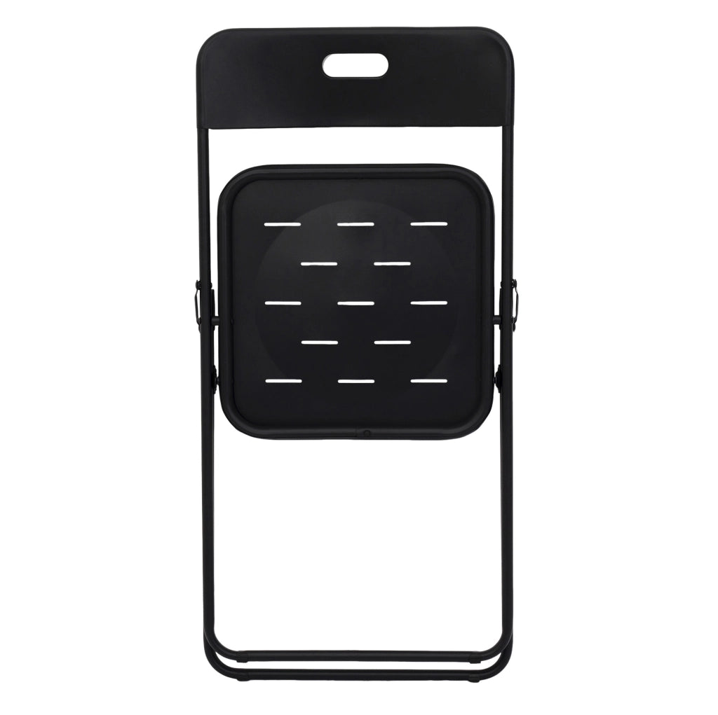 Set da giardino pieghevole in acciaio nero, 3 pezzi