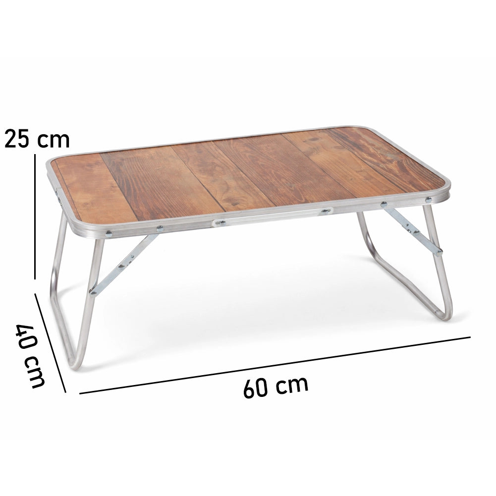 Tavolo Vassoio Pieghevole in Alluminio e MDF Tavolino per Divano Letto 60x40x25cm