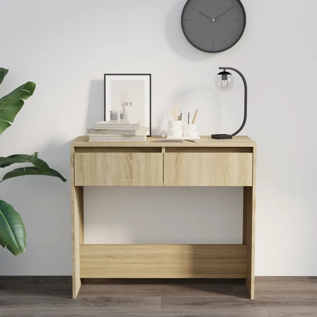 Tavolo Consolle | Tavolo d'Ingresso Rovere Sonoma 89x41x76,5 cm in Acciaio