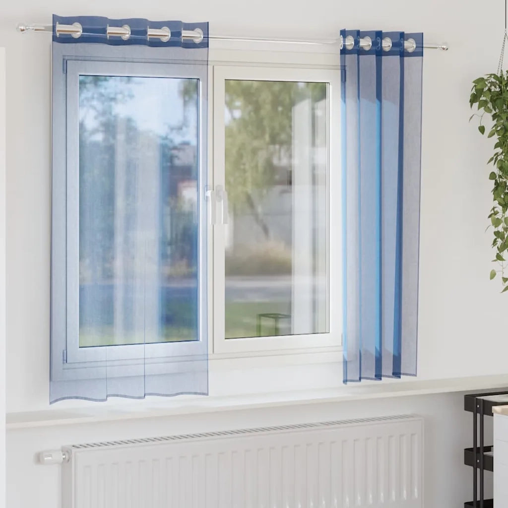 Tende in Voile con Occhielli 2 pz Blu Reale