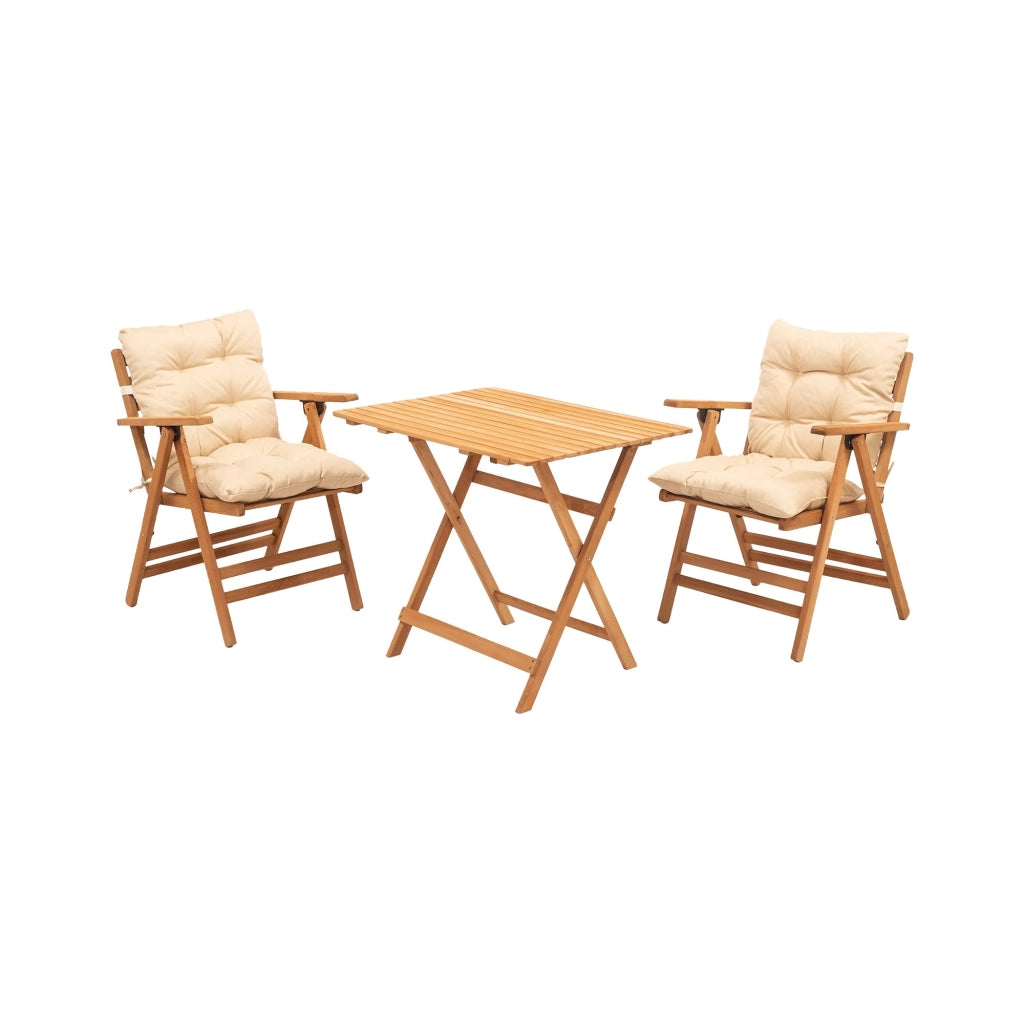 Roana, set Tavolo e Sedie 2 Posti, Marrone Crema