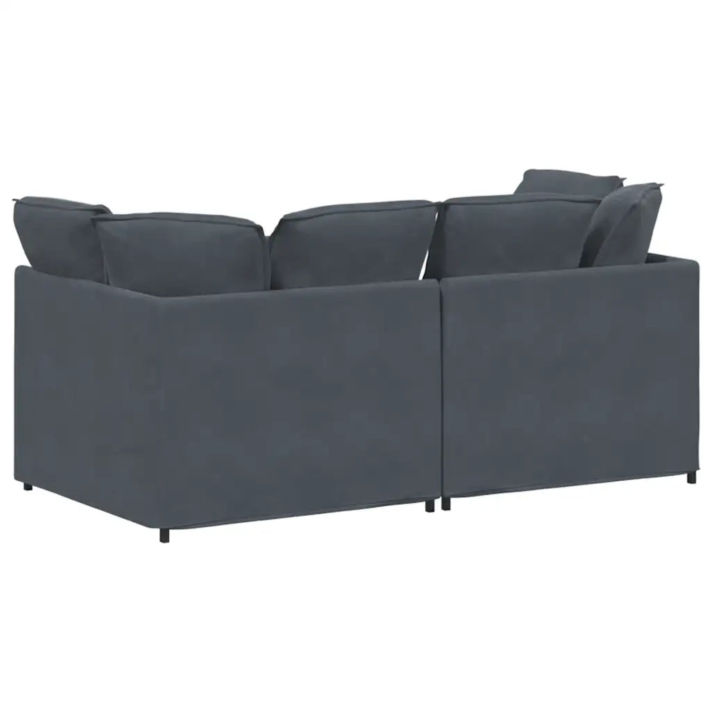 Divano | Divano da soggiorno | Sofa Modulare con Cuscini in Velluto Grigio Scuro