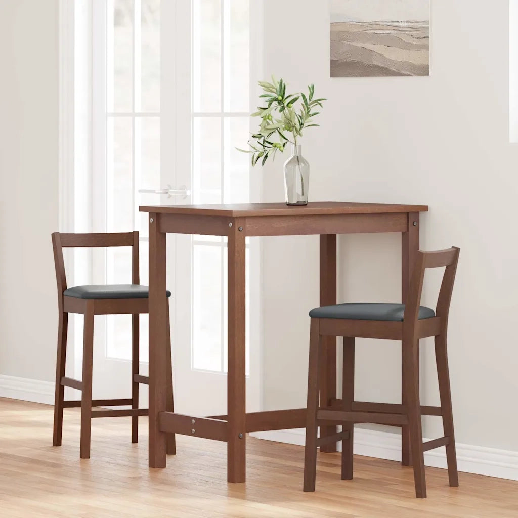 Sgabelli da Bar con Cuscini 2pz Marrone Legno Massello di Hevea 4102585
