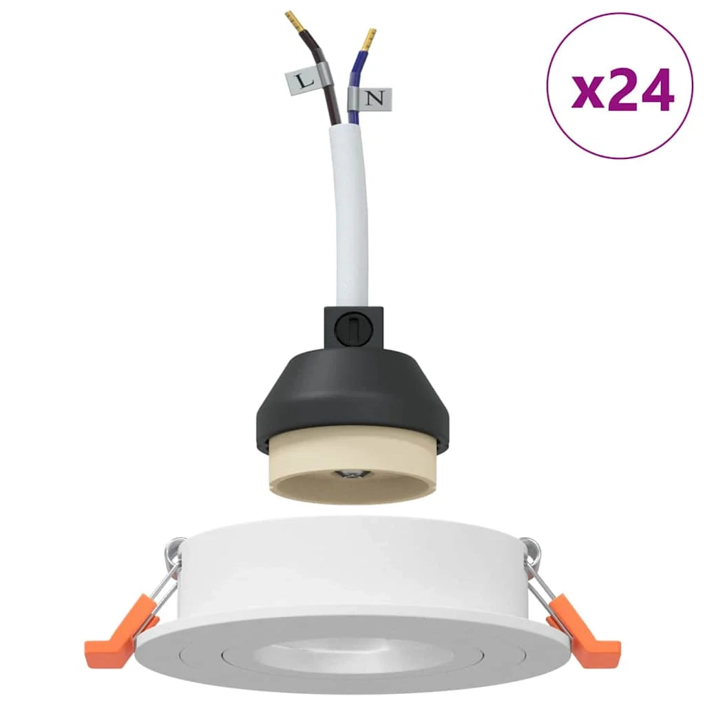 Set di 24 faretti da incasso flessibili moderni 9 x 9 x 2 cm in alluminio bianco 02_0058252