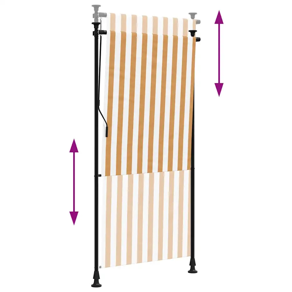 Tenda a Rullo Esterno Arancio Bianca 100x270cm Tessuto Acciaio 368768
