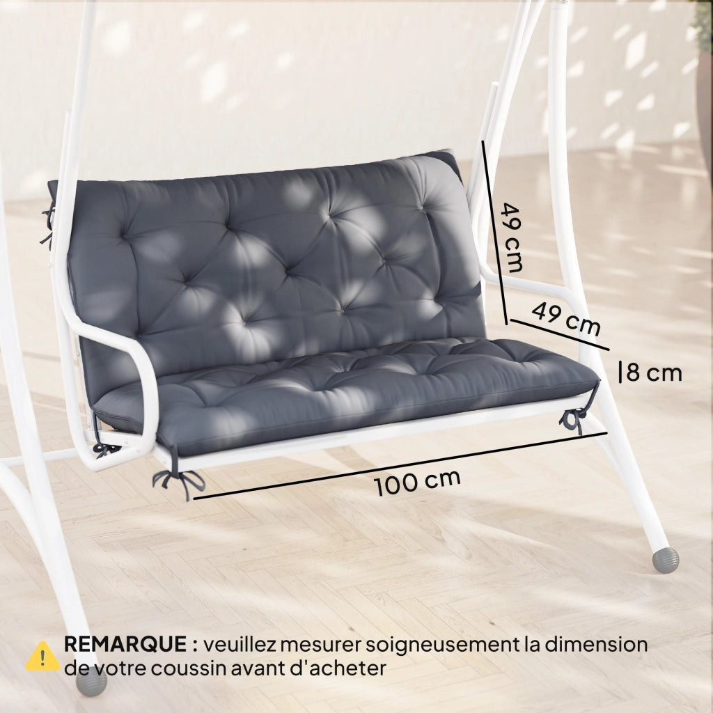Cuscino per divano da giardino 3 posti ¨C zephmum ¨C 100x98x8 cm grigio