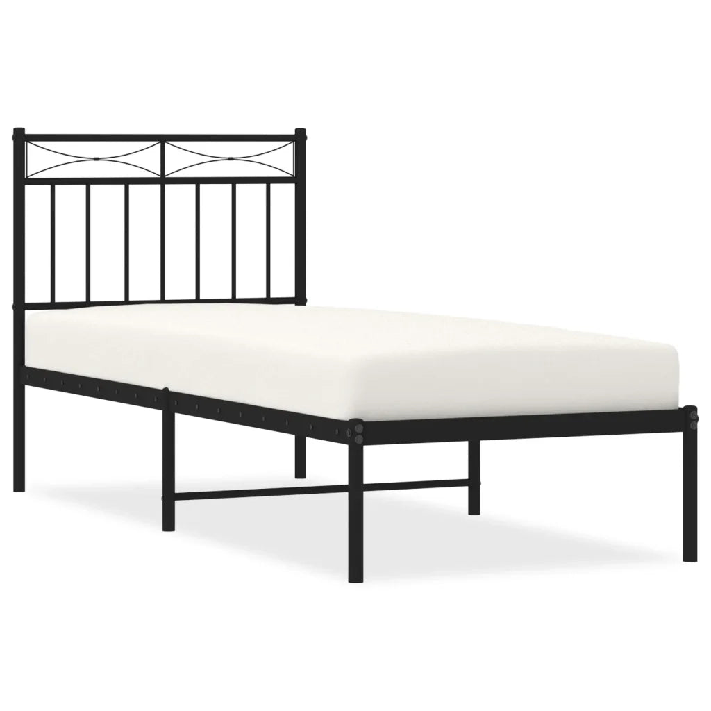 Giroletto con Testiera-Struttura Letto con testiera in Metallo Nero 80x200 cm 556909