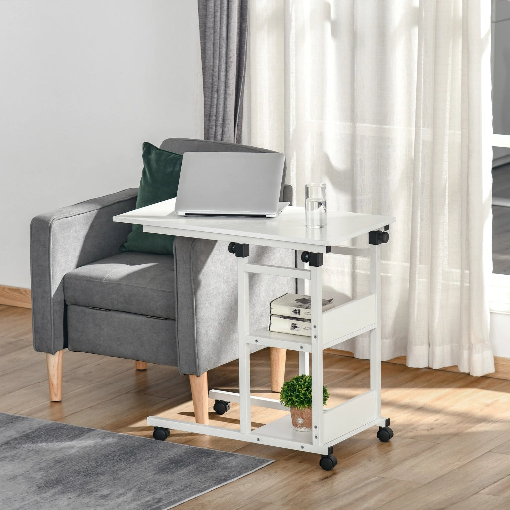 Tavolino da caff¨¨ con ruote ¨C zephmum ¨C bianco 80x40 cm