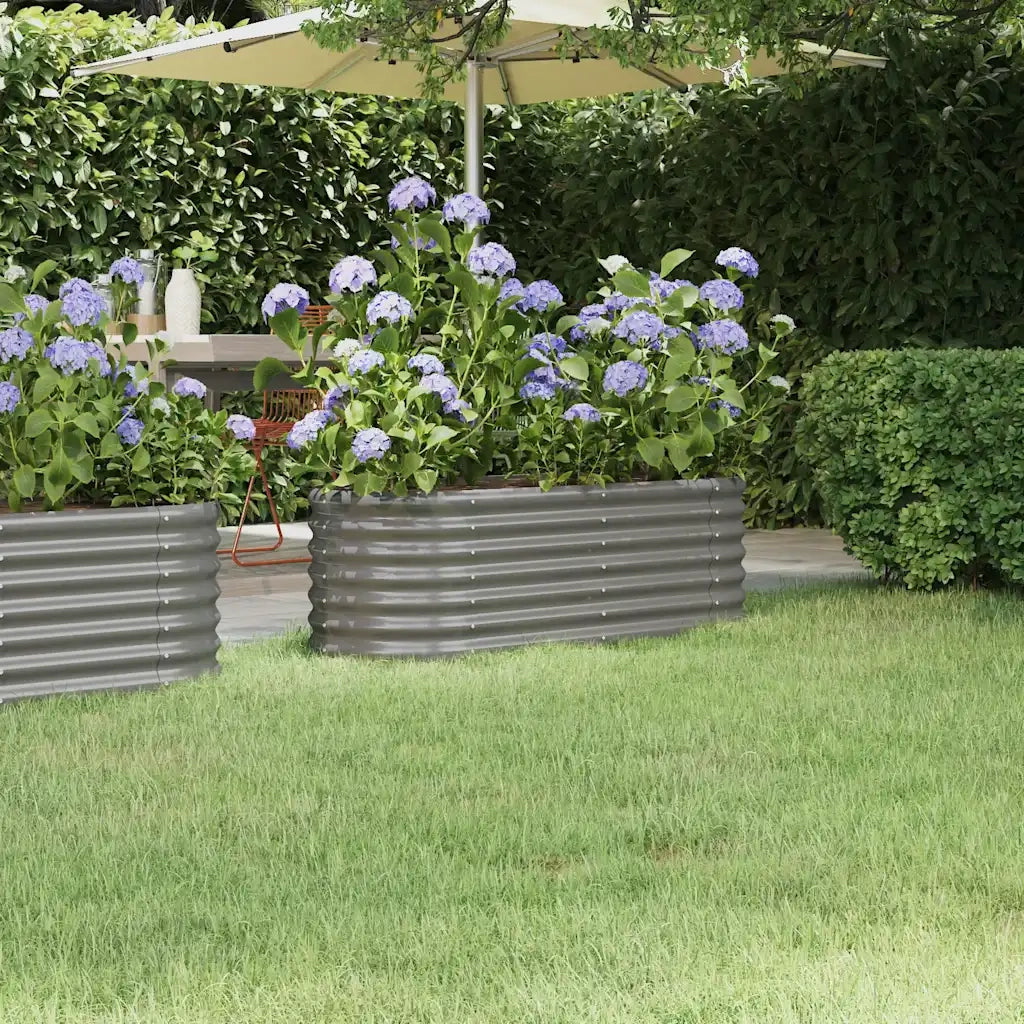 Fioriere | Cassetta per fiori | Letto Giardino Acciaio Zincato 114x40x36 cm Grigio