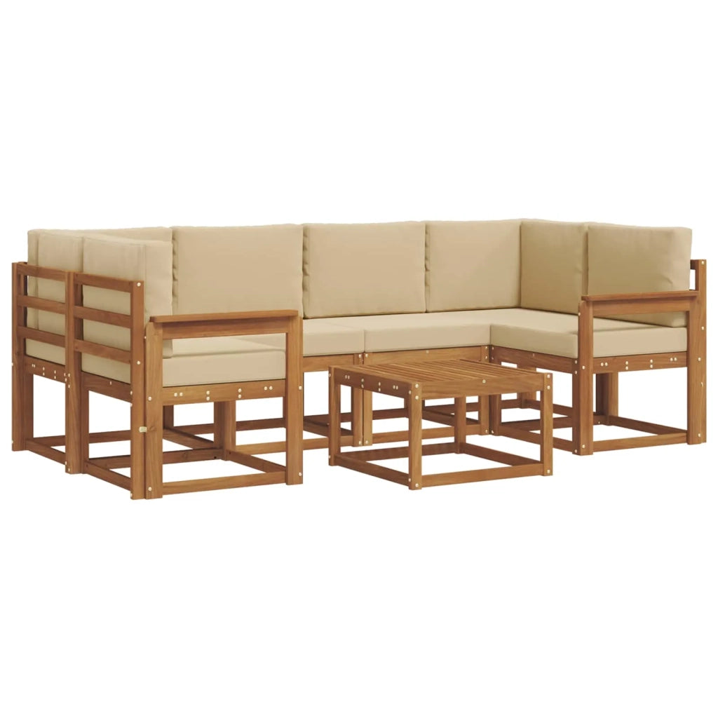 Set di divani da esterno con cuscino 7 pcs Naturale e Beige 3366071