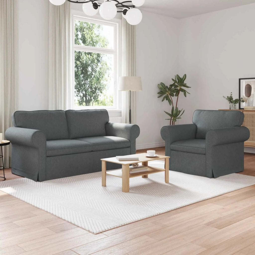 Set di divani 2 pcs Grigio scuro 175 x 82 x 80 cm Tessuto 3407531