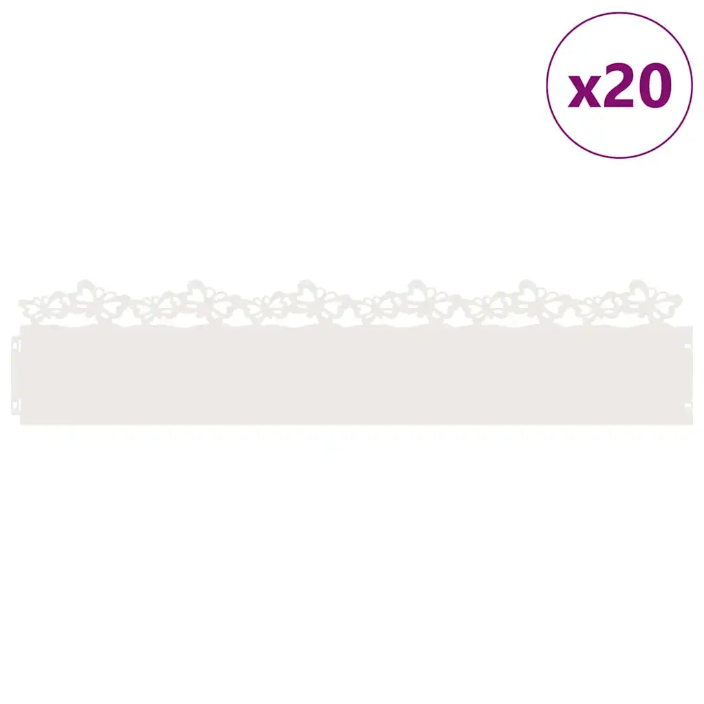 Bordure per prato 20 pcs Bianco 103 x 0,05 x 22 cm Acciaio