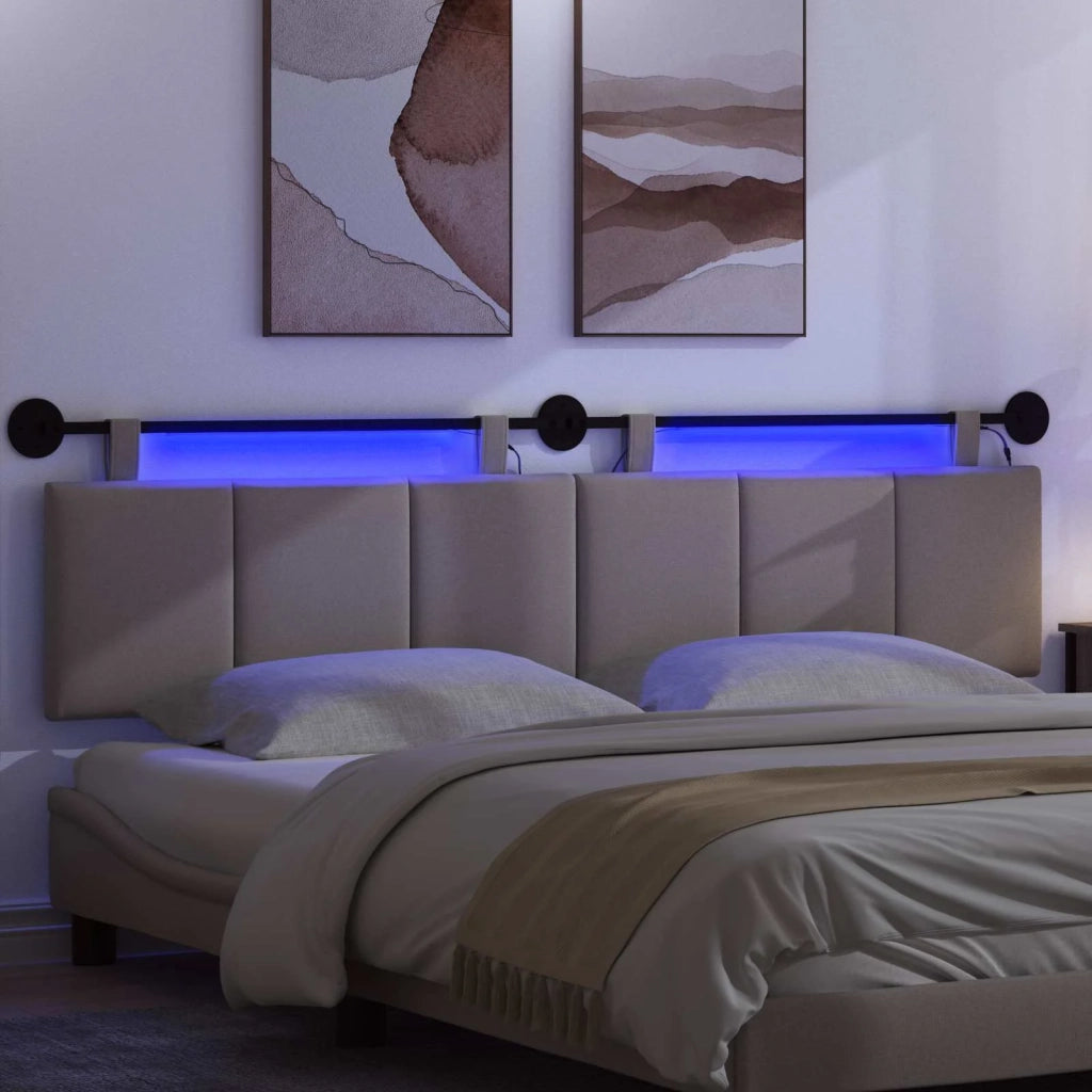 Testiera | Testata sospesa Con luce LED Tortora Tessuto