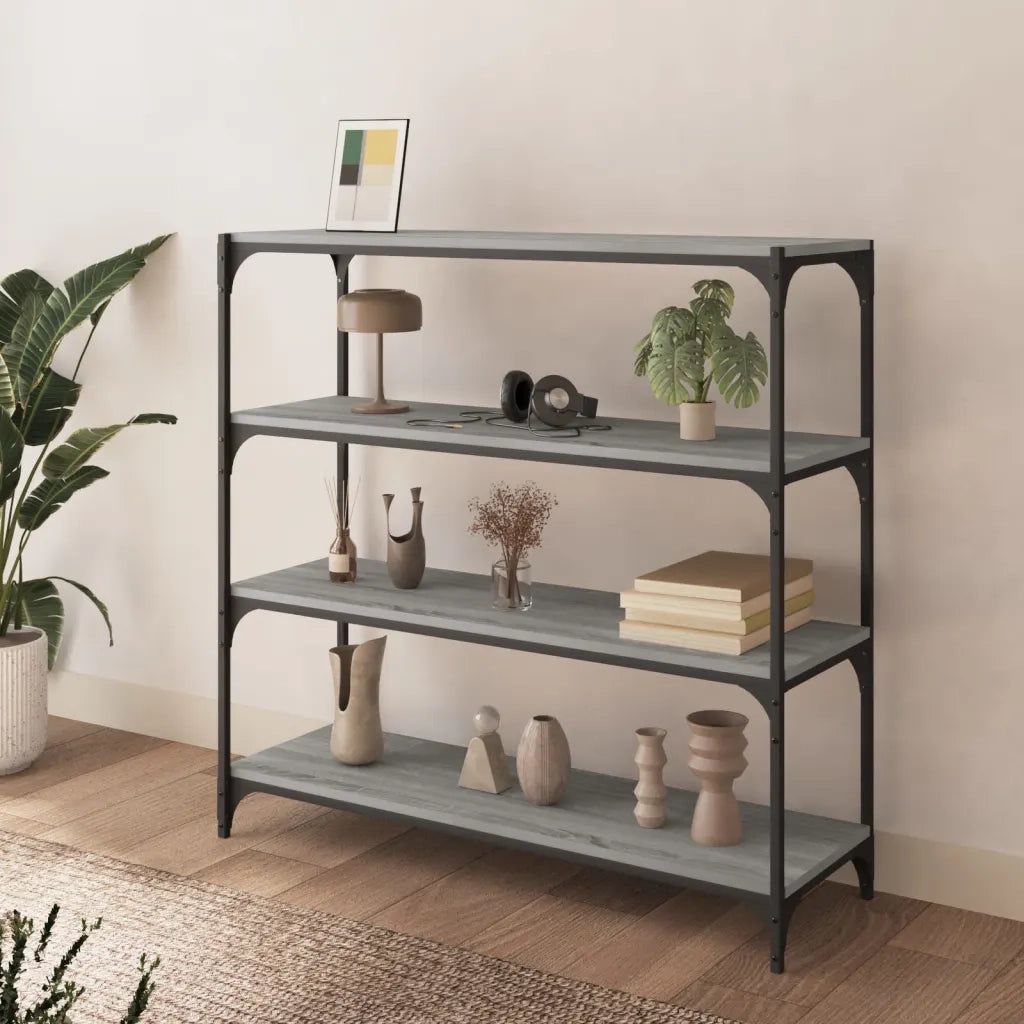 Libreria grigio sonoma 100x33x100cm Legno Multistrato e Acciaio